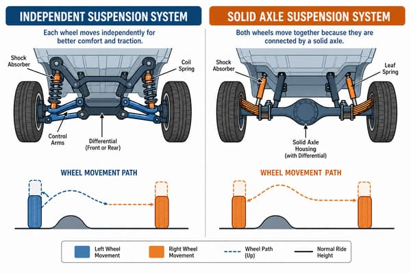 Independent vs Solid Axle Suspension Comparison independent vs solid axle suspension diagram