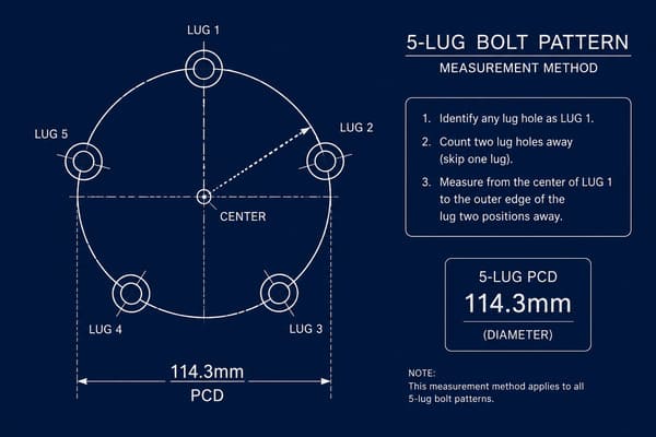how to measure 5x114.3 bolt pattern on Lancer Evo 4