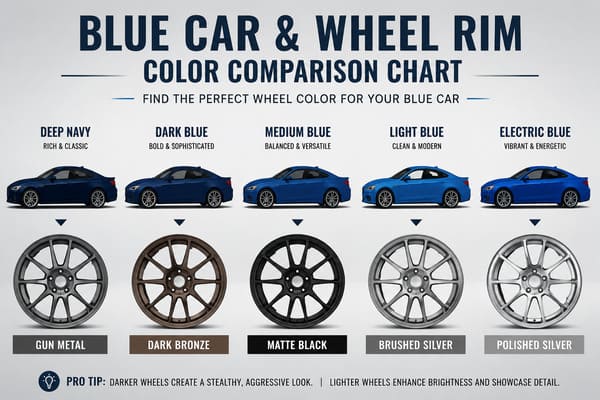 Color rim options for different shades of blue cars