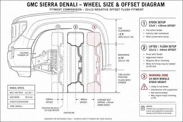 Best Wheel Size and Offset for Black GMC Sierra Denali Wheel size and offset for GMC Sierra Denali