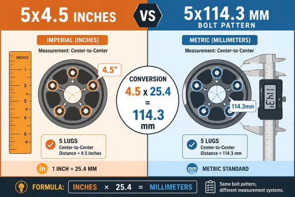5x4.5 vs 5x114.3 same bolt pattern unit conversion