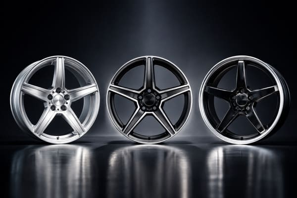 Best Rim Finishes for Black Cars\ Wheel finish comparison on black car — brushed silver vs gloss black vs two-tone