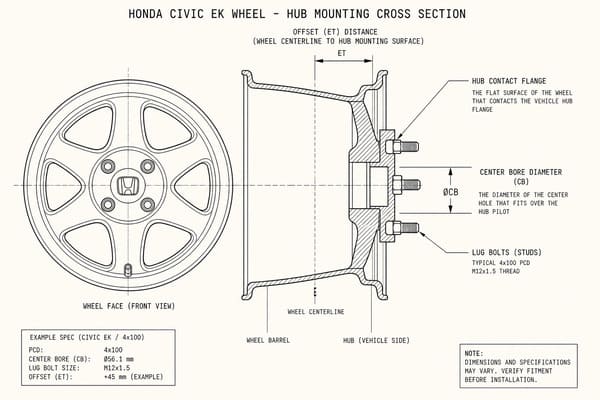 Honda Civic EK Wheel Fitment Specs Honda Civic EK wheel fitment specs offset center bore