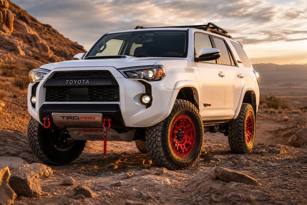 Bright Color Wheels on White Off-Road Truck Bright color wheels on white Toyota 4Runner TRD Pro