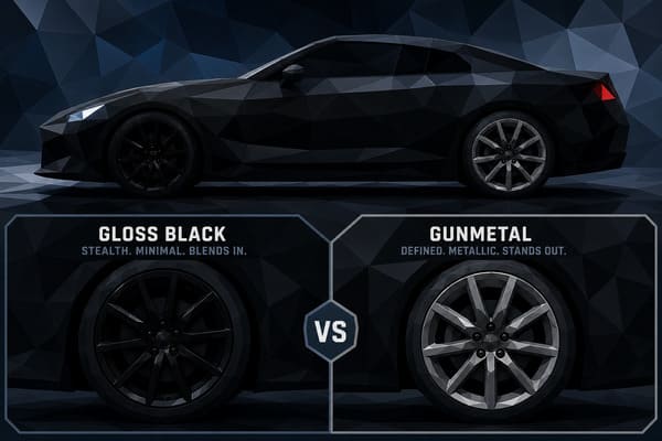Black vs Silver Wheels on Black Car — Which Looks Better\ Black vs gunmetal wheels on black Mercedes — side by side comparison