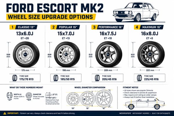 Ford Escort MK2 Wheel Size Options\ Ford Escort MK2 wheel size upgrade options
