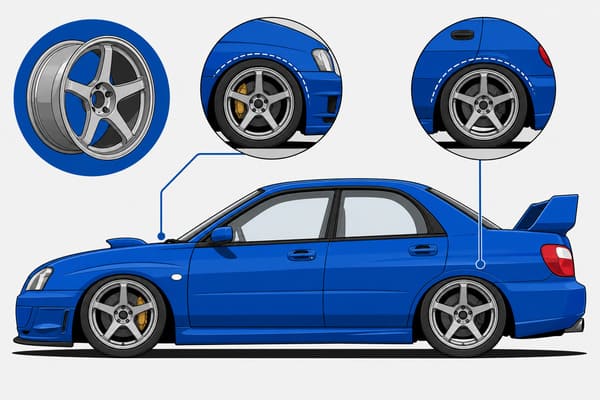 18x9 Wheels Fit on Subaru WRX STI GD Without Fender Work 18x9 forged wheels on Subaru WRX STI GD fitment guide