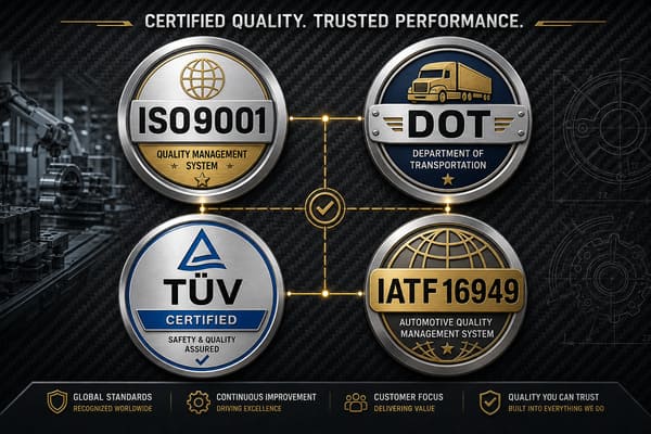 Forged wheel certifications ISO9001 DOT TÜV IATF16949