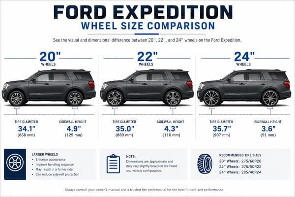 Ford Expedition Wheel Size Fitment Guide\ ford expedition wheel size comparison 20 22 24 inch
