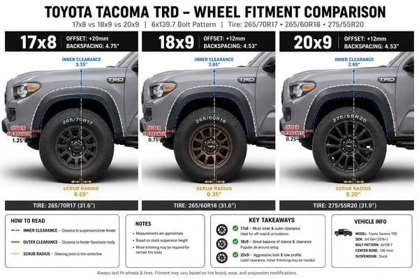 Wheel size comparison on gray Toyota Tacoma TRD