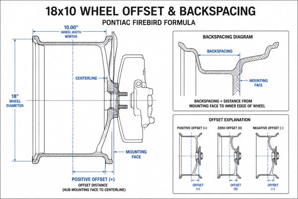 18x10 Wheel Offset Backspacing Pontiac Firebird Formula 18x10 wheel offset and backspacing guide for Pontiac Firebird Formula