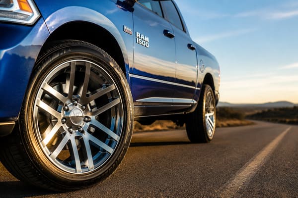 Chrome and Silver Wheels on Blue RAM 1500 Silver and chrome wheels on blue RAM 1500