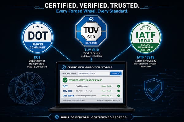 Certifications Required for Genuine Forged Wheels Forged wheel certifications DOT TÜV ISO