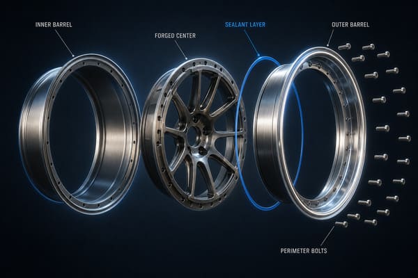 Three-Piece Forged Wheel Price Breakdown Three-piece forged wheel components and assembly