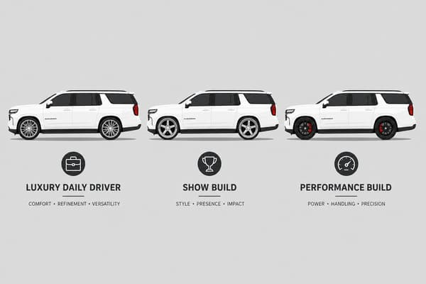 Wheel style guide for white Chevrolet Suburban builds