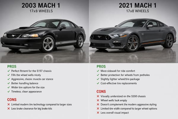 Pros and cons of 17x8 wheels on Ford Mustang Mach 1