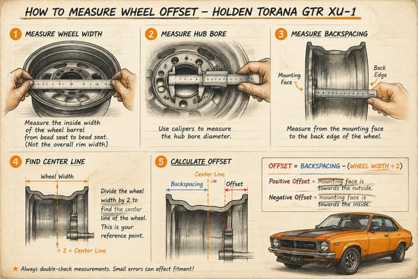 Measuring Wheel Offset on Holden Torana GTR XU-1\ How to measure wheel offset step by step for Torana GTR XU-1
