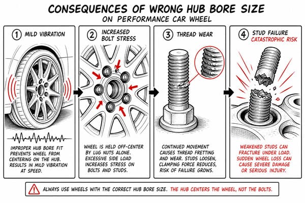 Wrong Hub Bore Size Risks Vibration Stud Failure Evo 5 Consequences of wrong hub bore size on Mitsubishi Lancer Evo 5